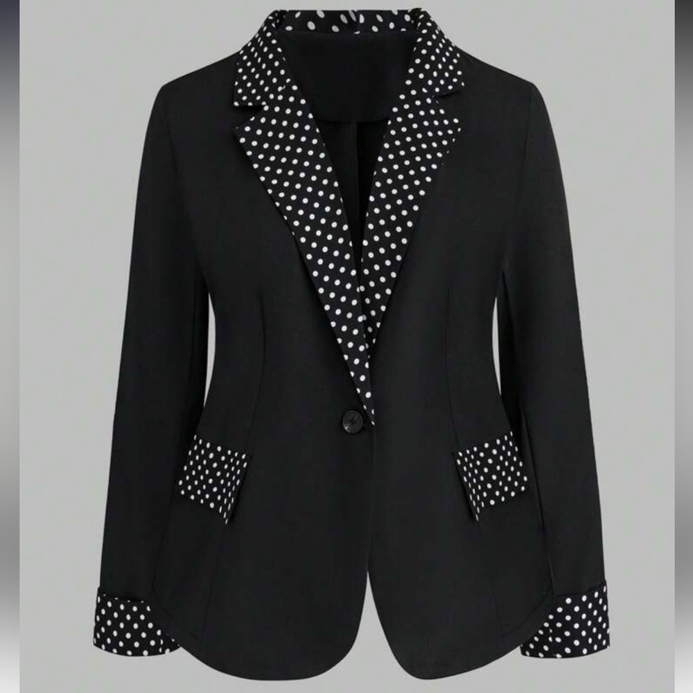 Black Polka Dot Women's Blazer